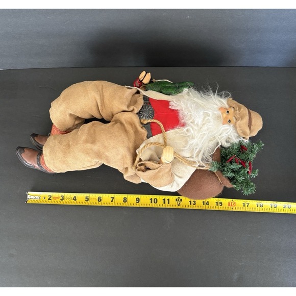 Vintage Cowboy Santa Claus Sitting Down With Cactus & Lamp- 18" - Picture 8 of 9